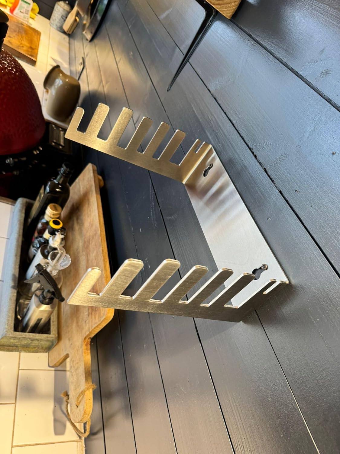 Kamado Grill Stainless Steel Half Moon Storage Rack, Accessory Holder