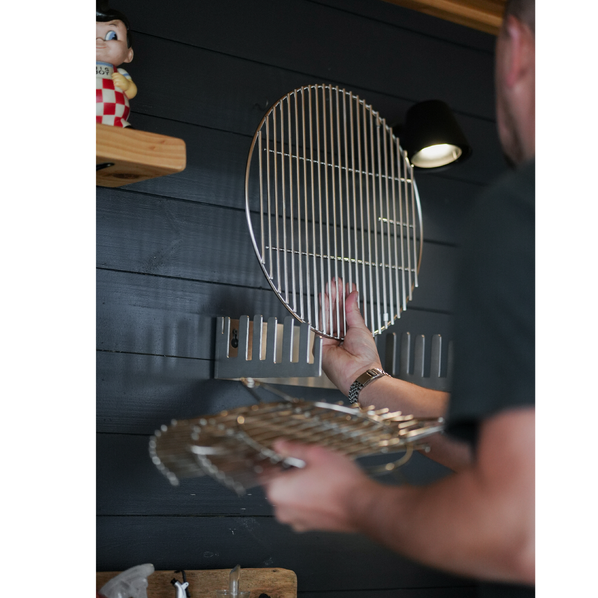 Kamado Grill Stainless Steel Half Moon Storage Rack, Accessory Holder